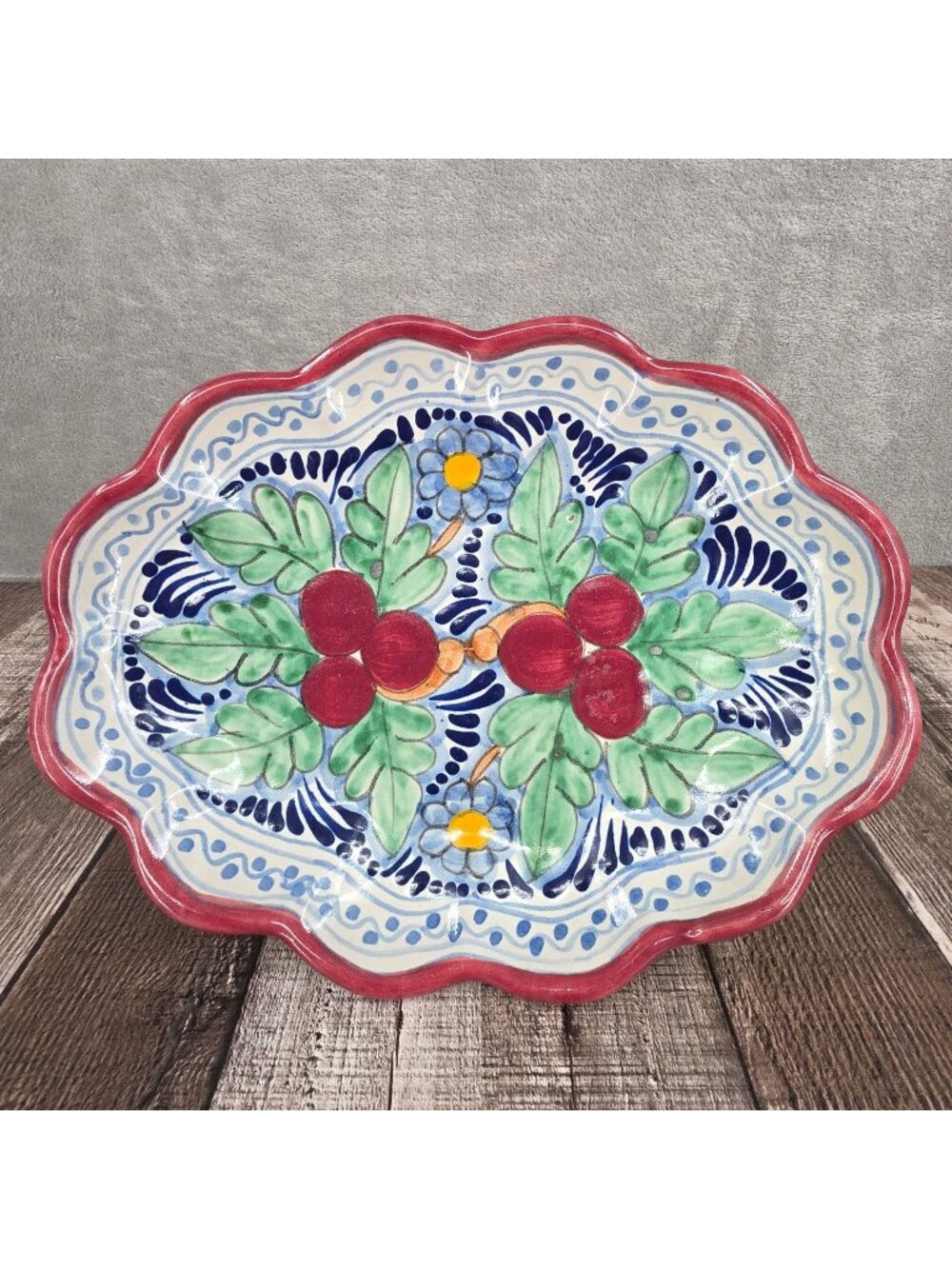 Talavera Mexican Pottery Oval Platter 11" X 8.25" Signed Hand Painted Colorful